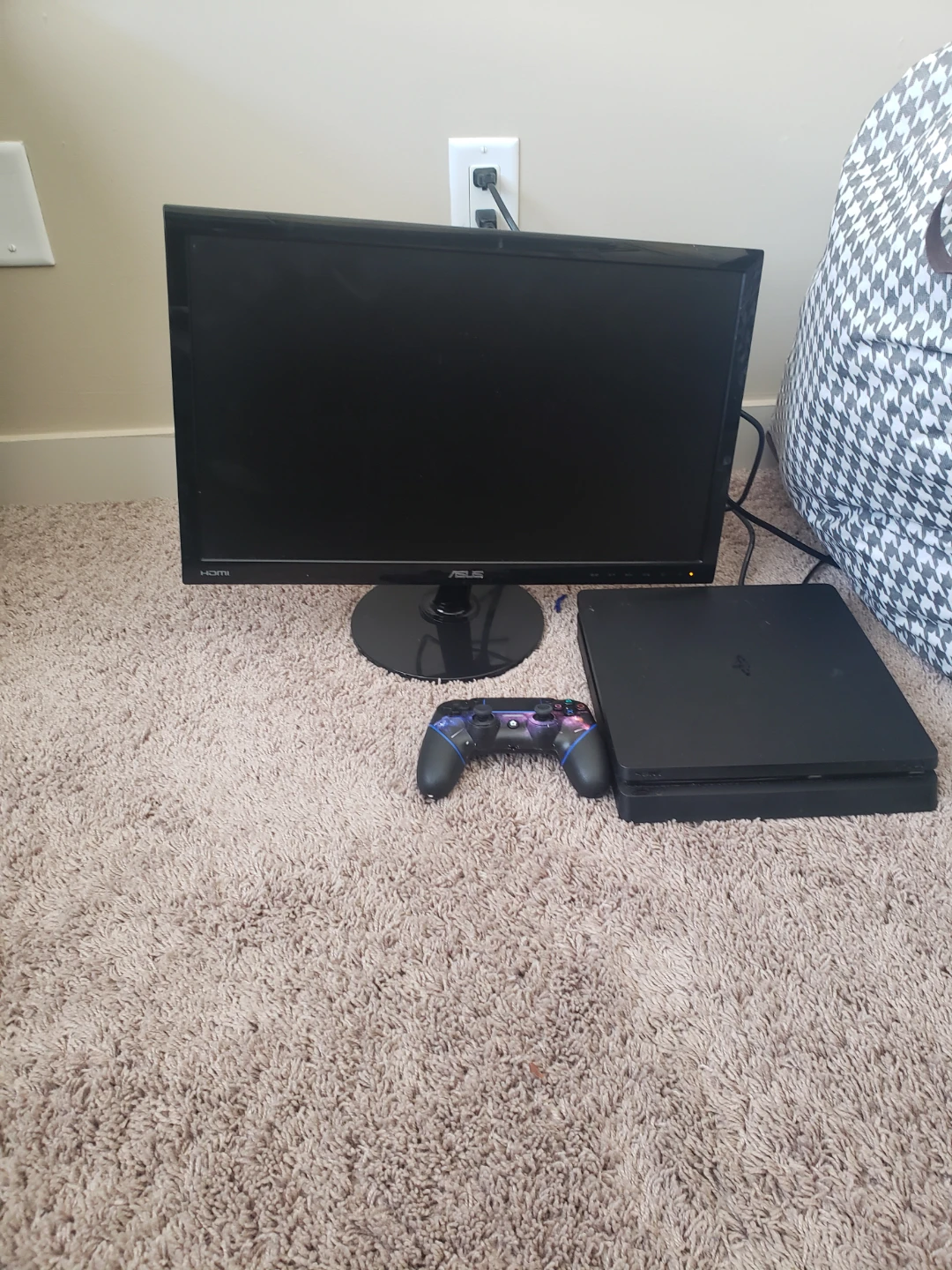 PlayStation 4 Slim Console with ASUS Monitor and Controller