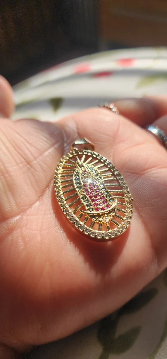 Gold platted Virgen de Guadalupe pendant