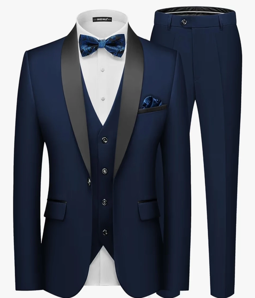 Mage Male Navy Blue Tuxedo Suit Set