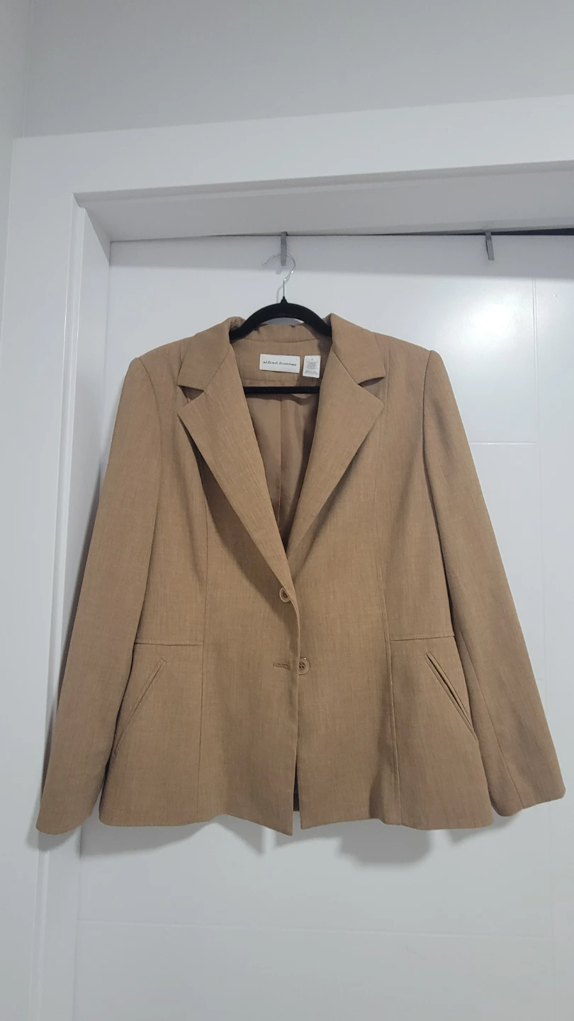 Alfred Dunner Women's Beige Blazer & Pants Set