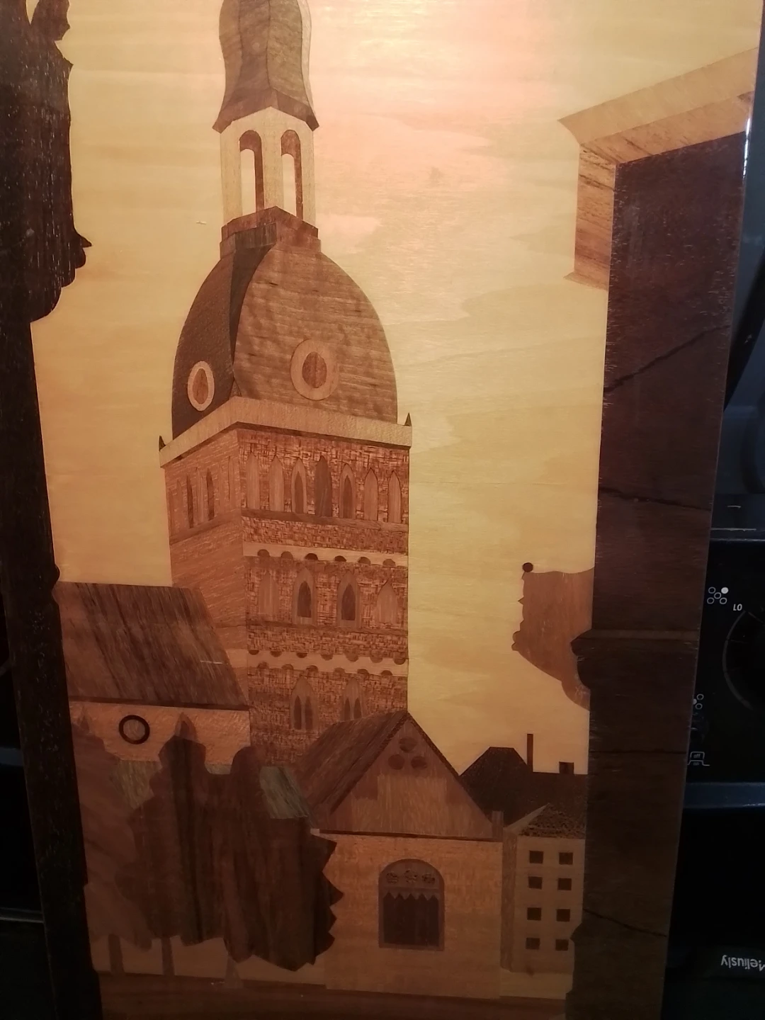 Vintage 1970s Latvian Wood Marquetry Wall Art Panel - photo 4