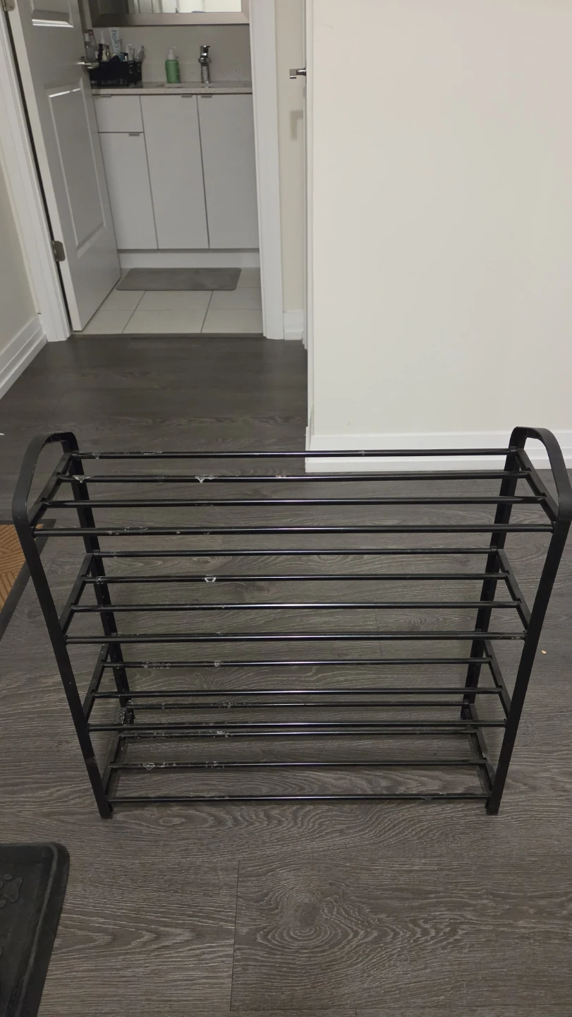 Black Metal 3-Tier Shoe Rack