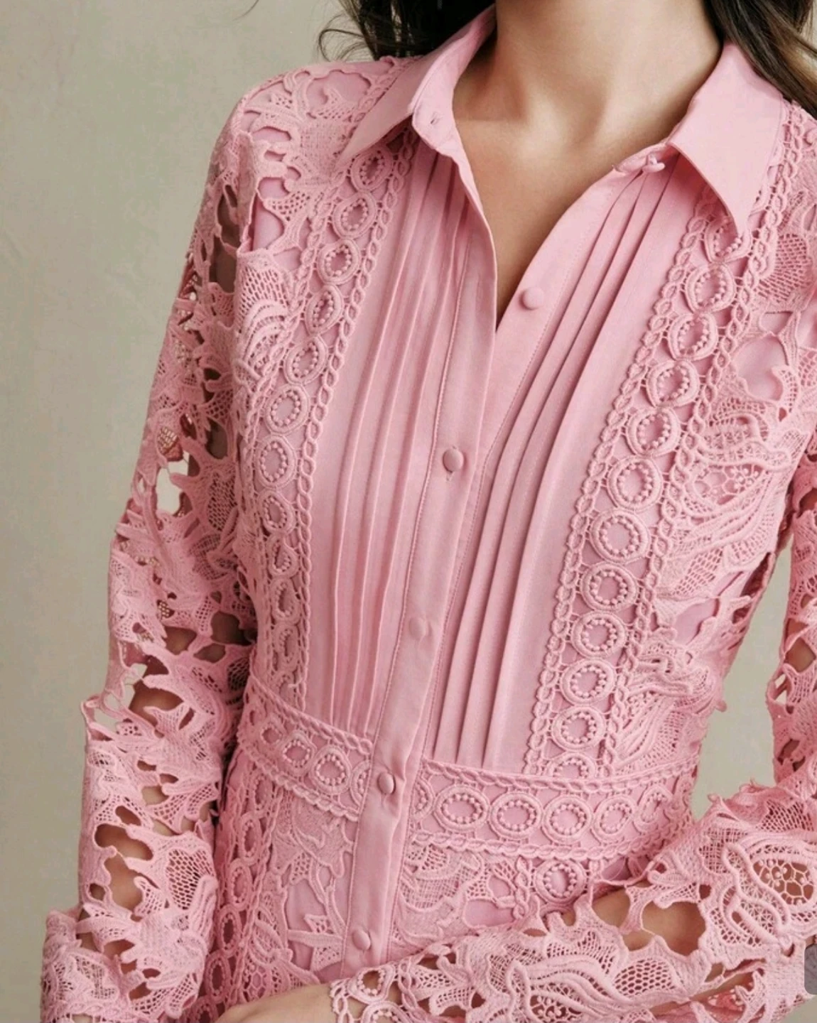 Pink Lace Button-Up Maxi Dress - photo 2