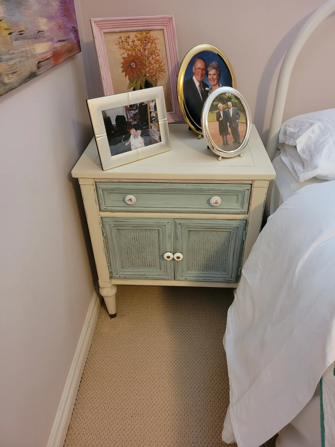 Vintage Pair of Hand Painted /Distressed Nightstands