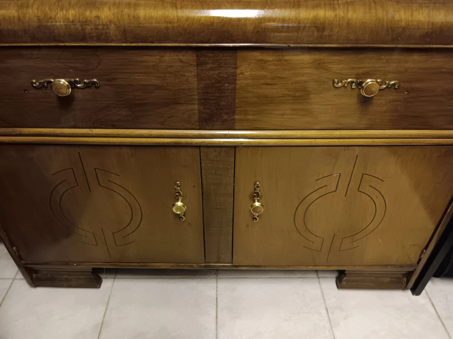 Vintage wooden buffet with drawers and cabinets