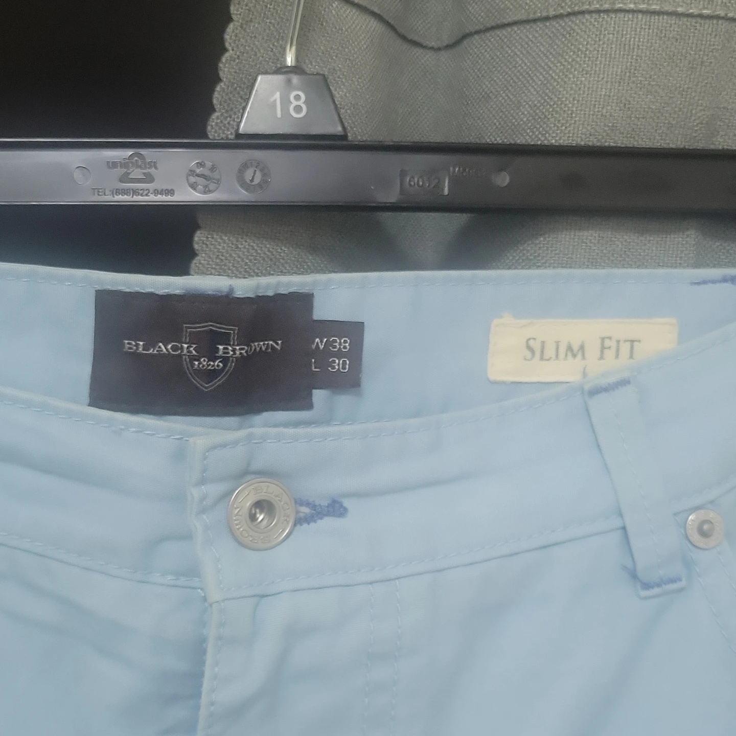 Black Brown 1826 Slim Fit Light Blue Chinos Pants - photo 5