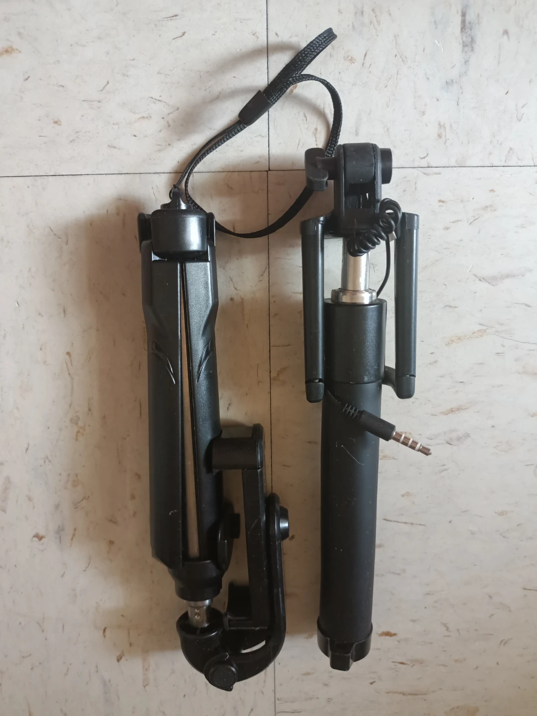 Black Selfie Stick Tripod with Wired Shutter