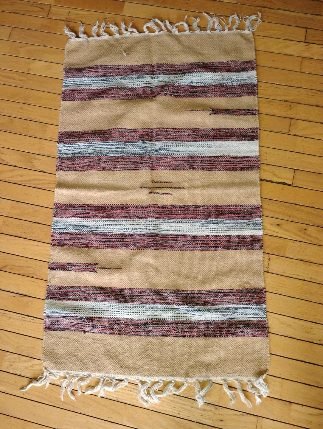 Striped Accent Rug with Tassels