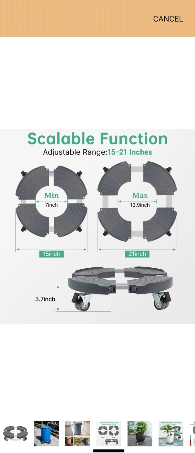 Adjustable Plant Caddy with Wheels - photo 4
