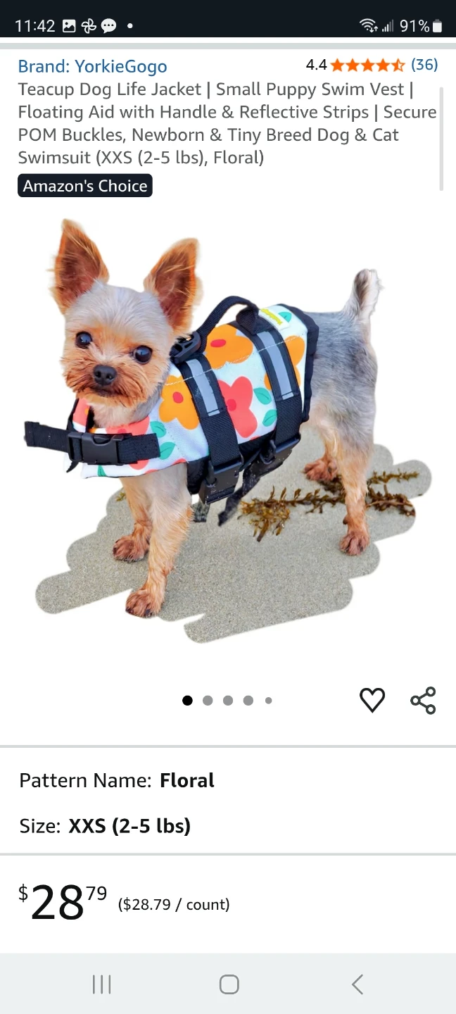 YorkieGogo Teacup Dog Life Jacket - Floral - photo 5