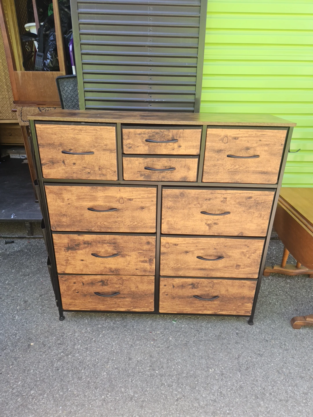 FAUX Wooden dresser very light.with 9 drawers