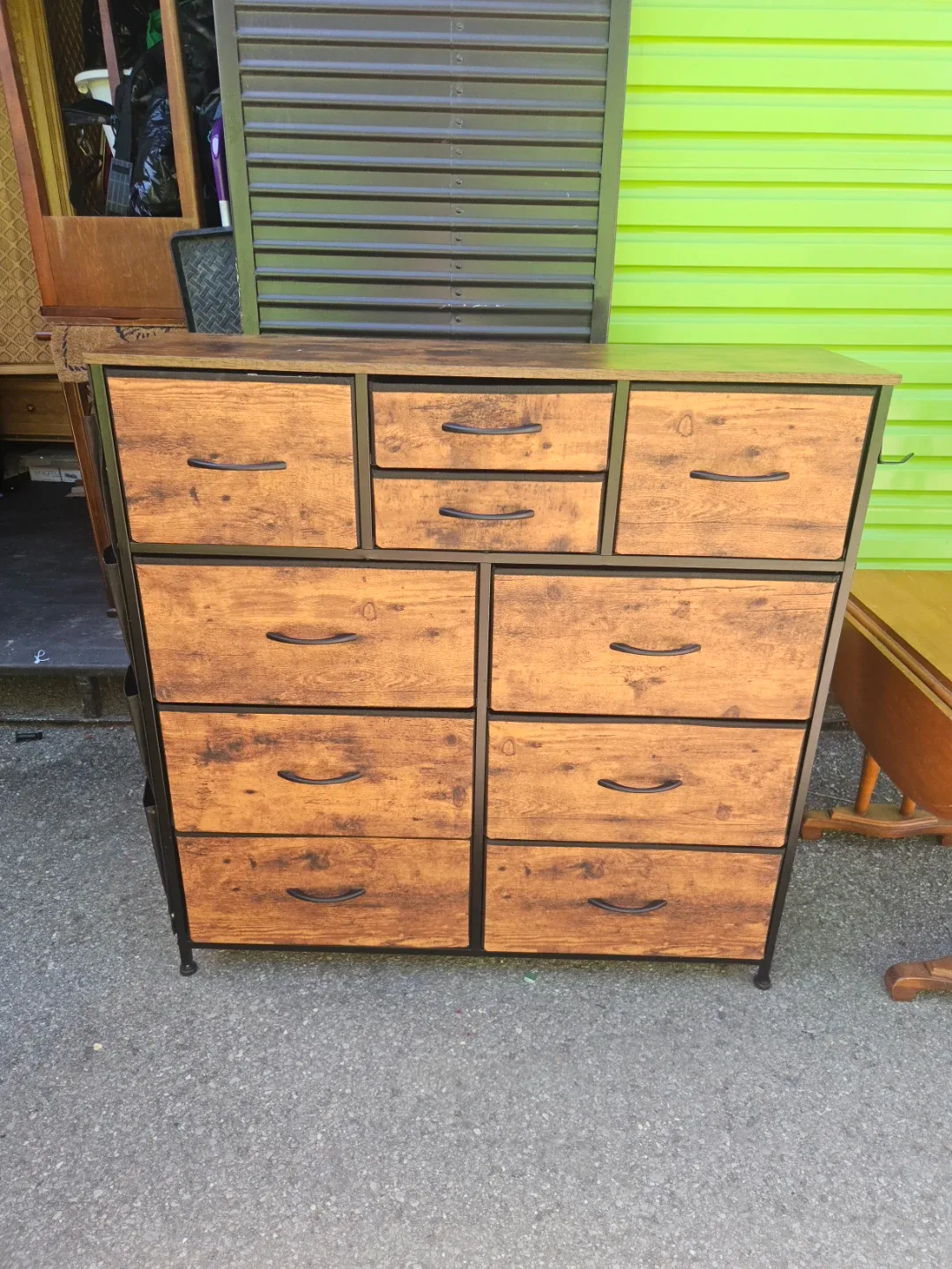 FAUX Wooden dresser very light.with 9 drawers