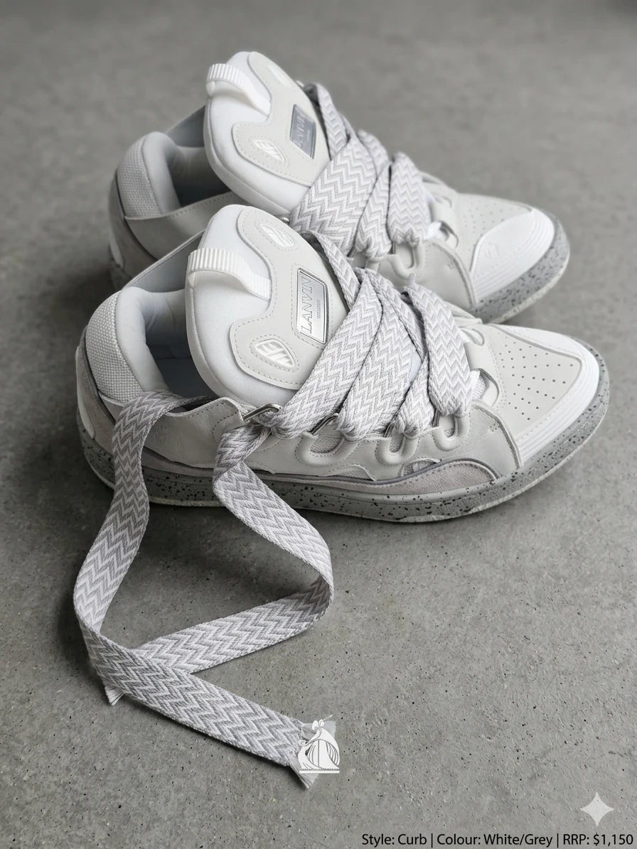Lanvin Curb Sneakers White/Grey Size 45 - photo 3