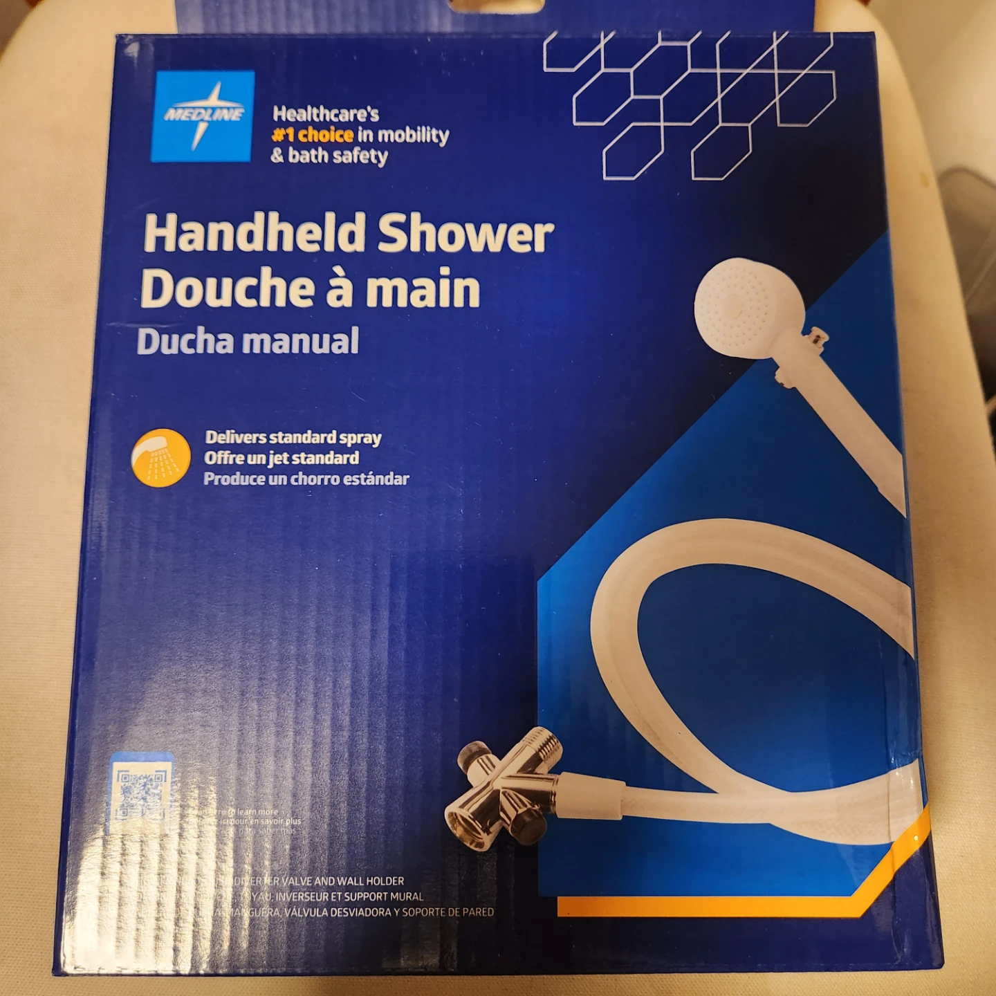 Medline Handheld Shower with Diverter Valve and Wall Holder