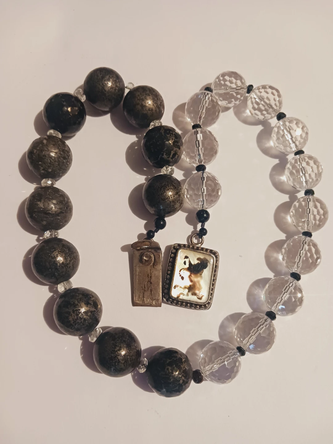Sterling Silver & Rock Crystal Beaded Necklace with 925 Clasp