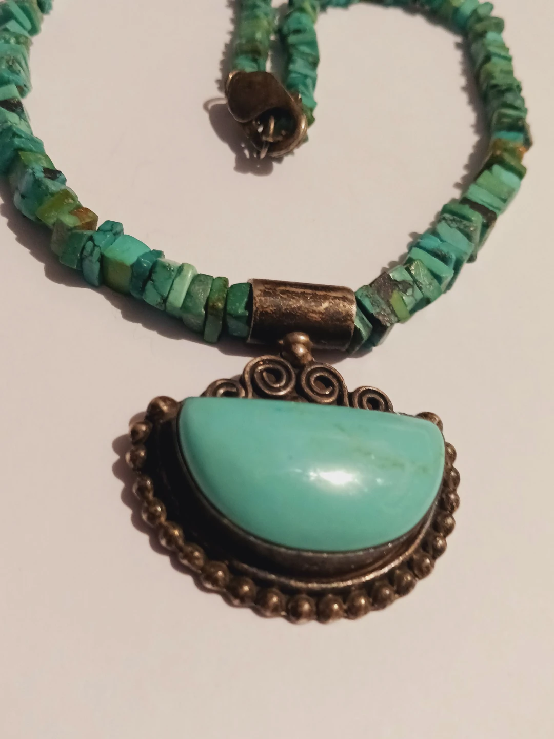 Taxco Mexico Sterling Silver 925 Turquoise Pendant w/Necklace
