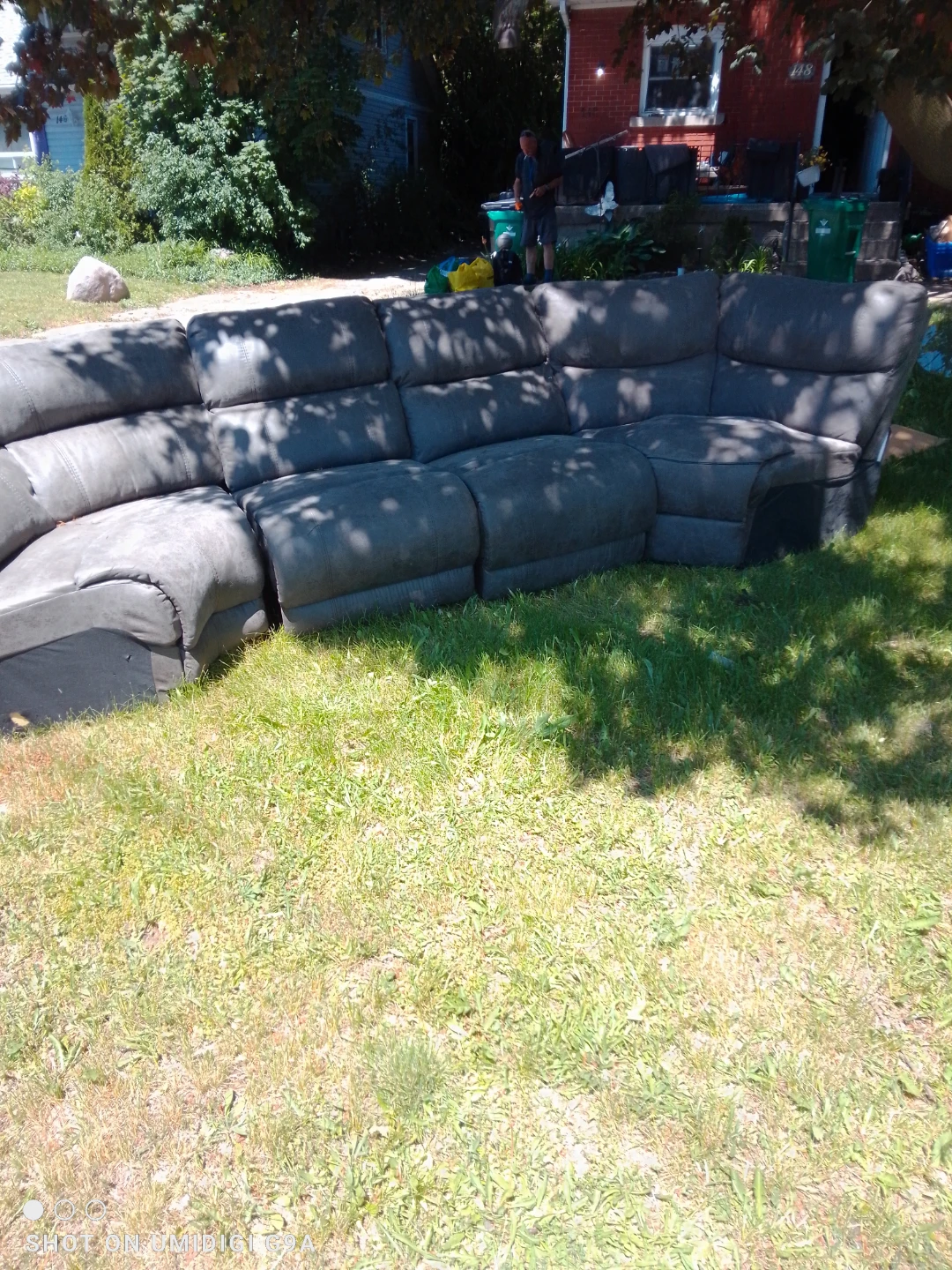 Grey Sectional Reclining Sofa - photo 3