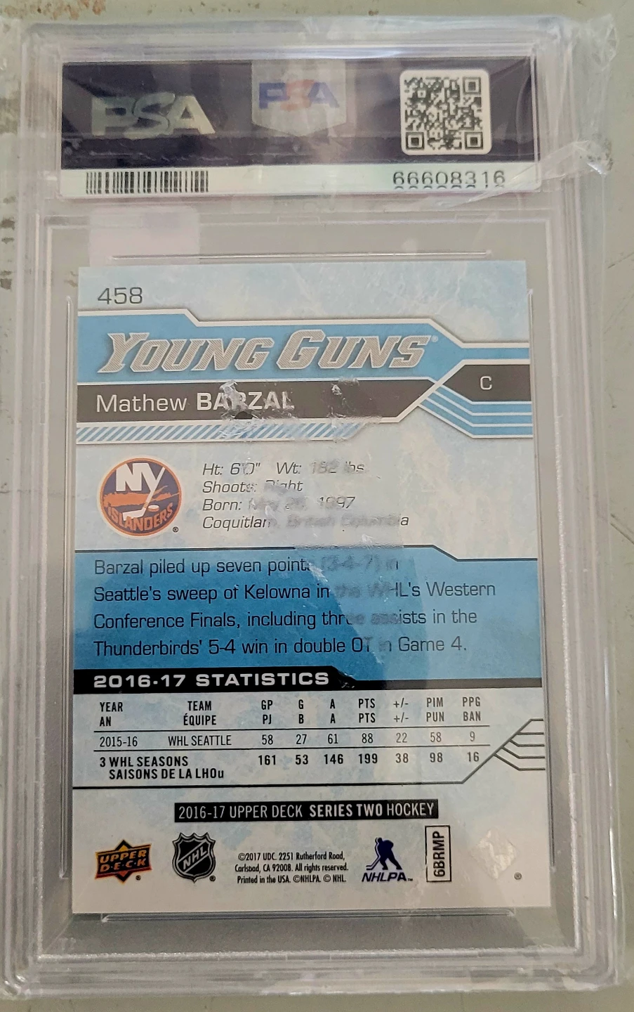 UpperDeck Young Guns 2016-17 Mathew Barzal (30109897) - photo 2