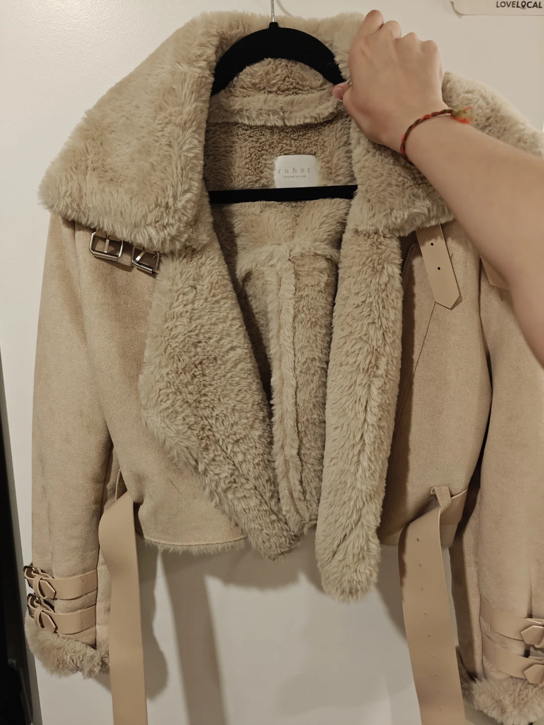 Ruhot Suede & Shearling Moto Jacket