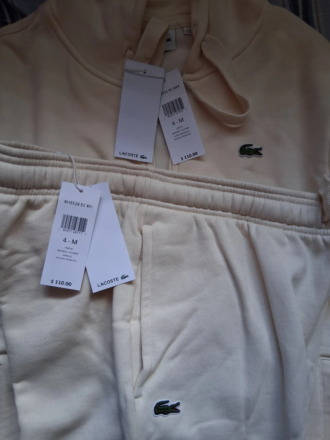 Lacoste Cream Hoodie and Sweatpants Set - photo 2