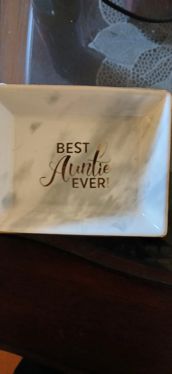Binoster Marble Ceramic Jewelry Tray - Best Auntie Ever - photo 2
