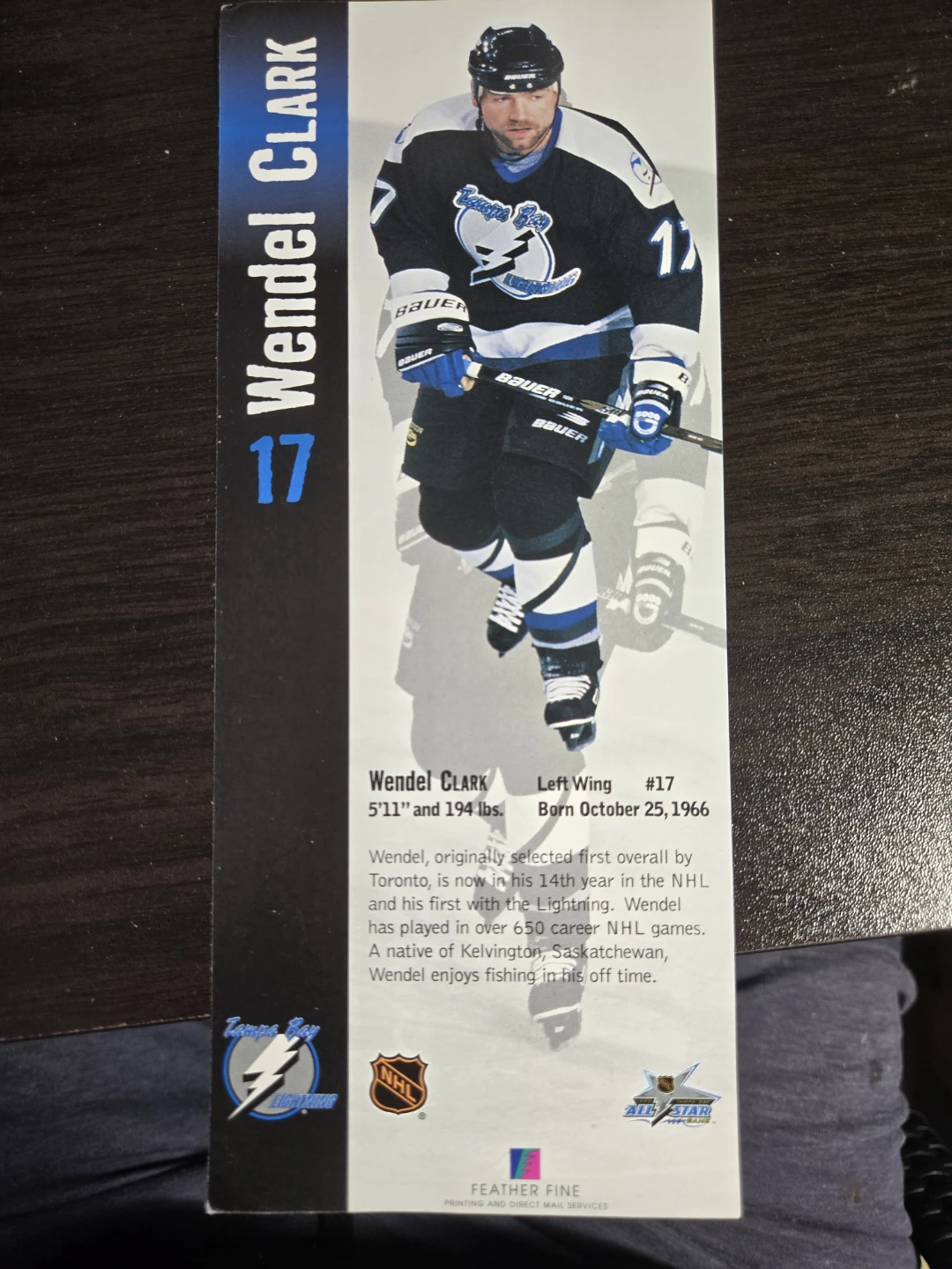 Wendel Clark #17 Tampa Bay Lightning Hockey Card