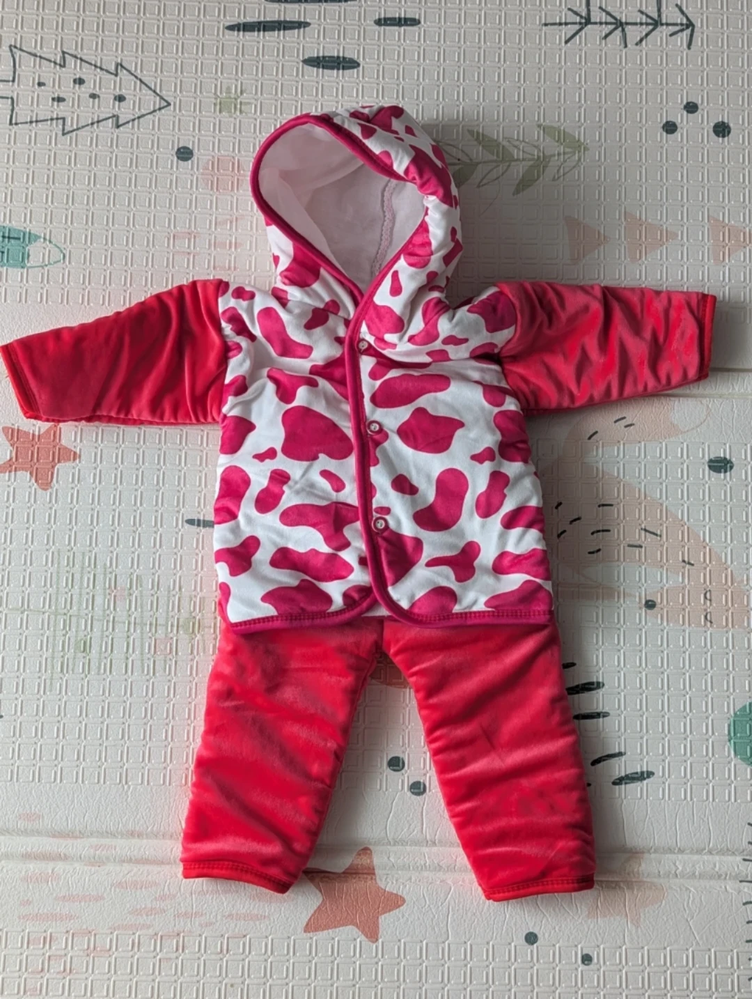 Moving Out Sale- Baby Cow Print Velour Winter Pajamas Set