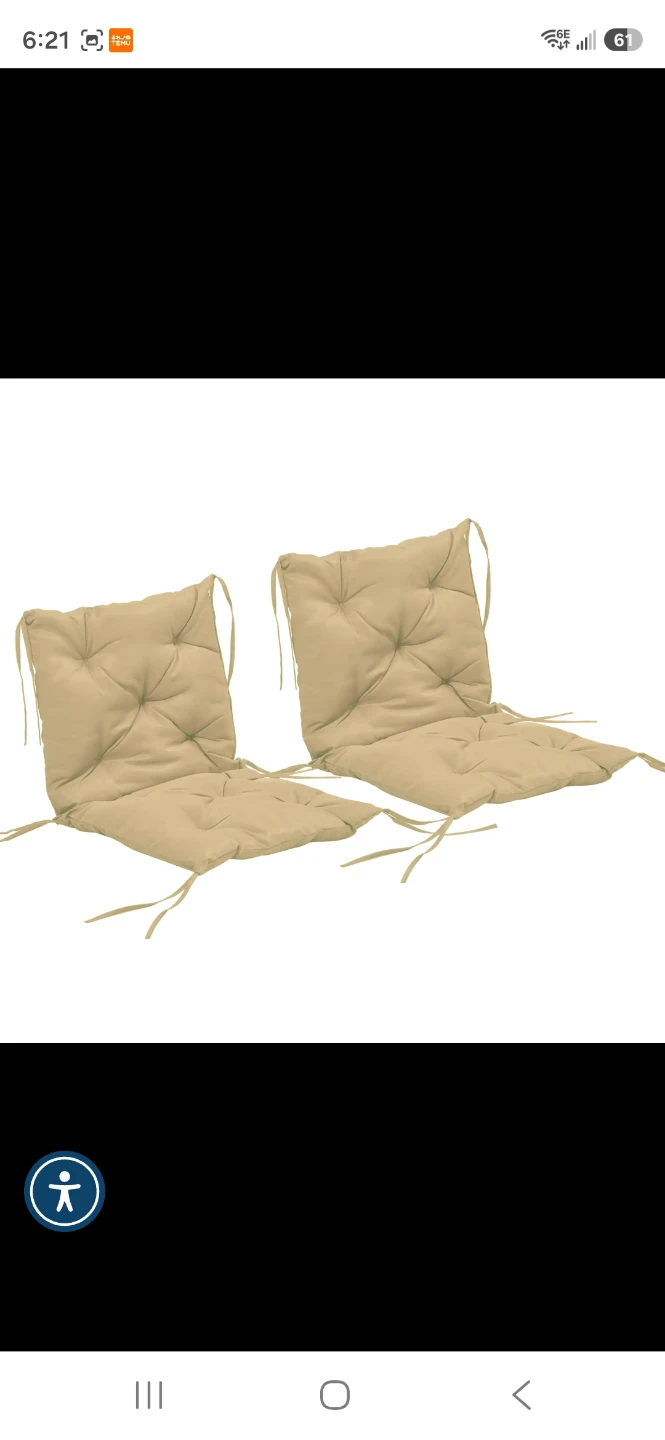 Set of 2 Beige Tufted Chair Cushions