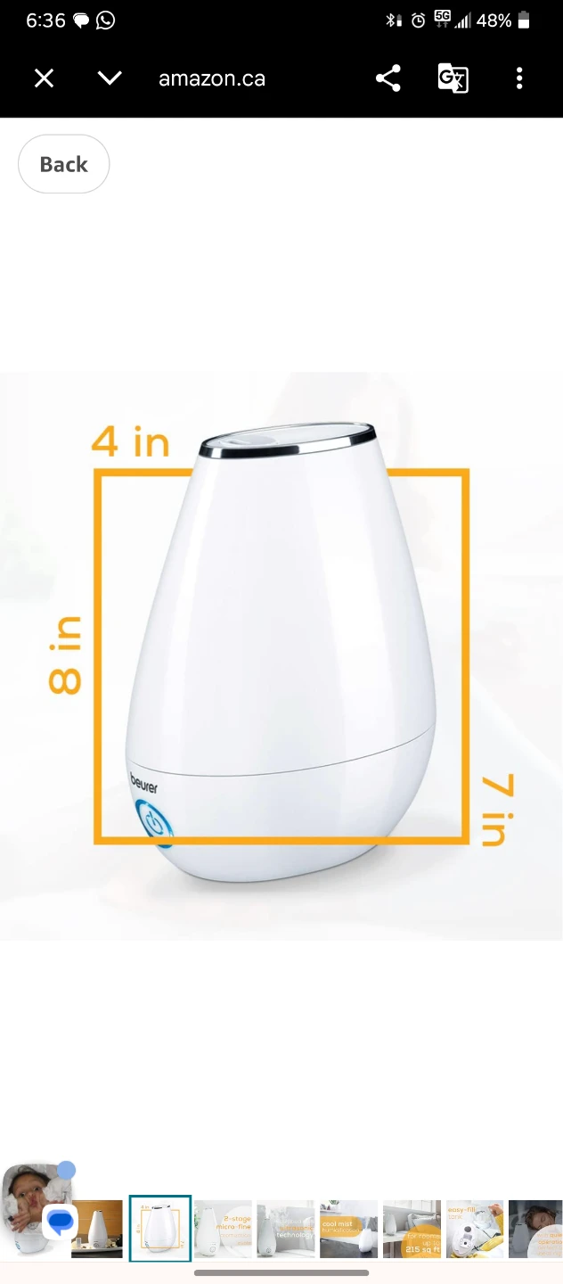 Beurer essential oil diffuser and cool mist air humidifier