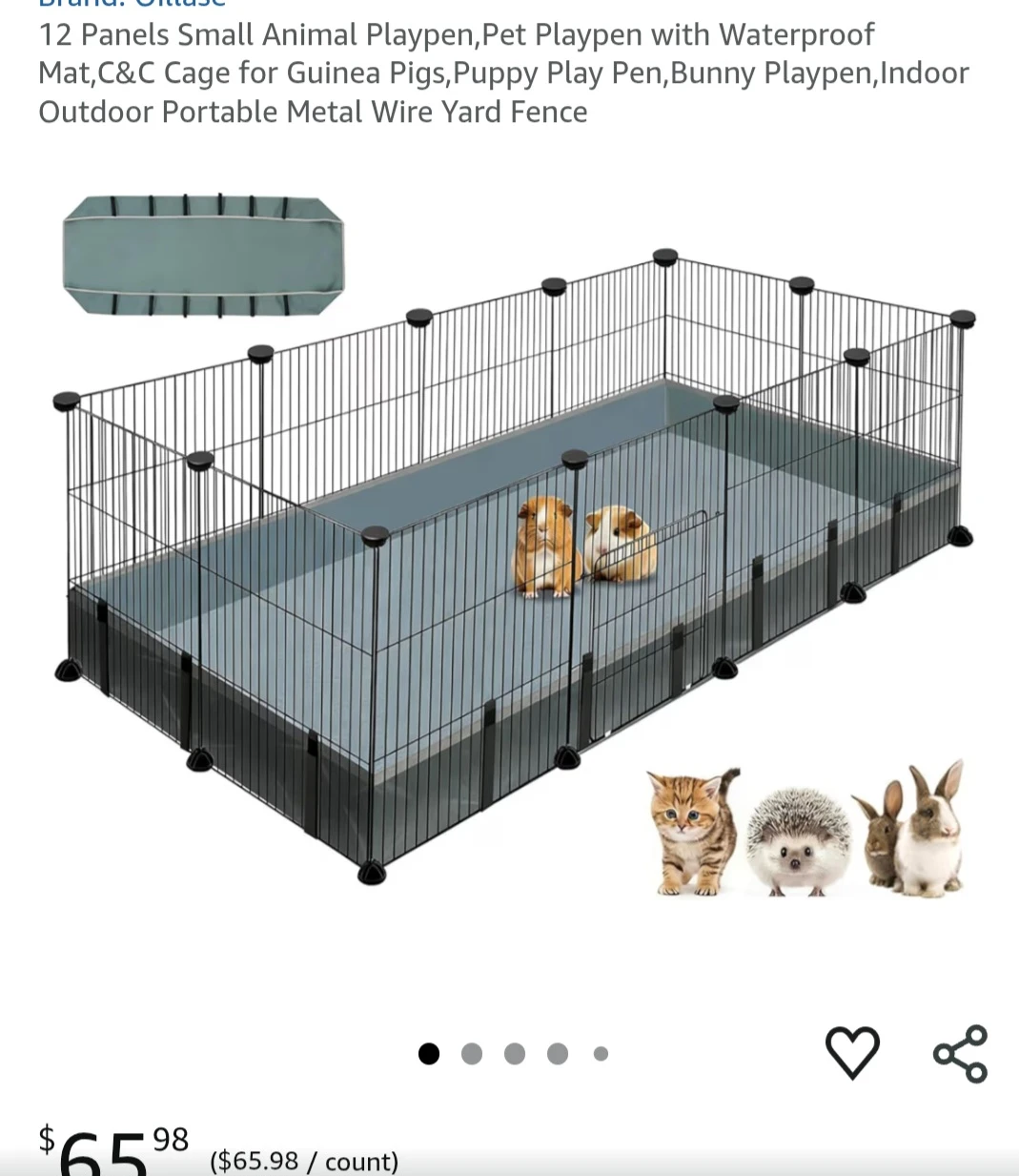 12 Panel Small Animal Playpen with Waterproof Mat