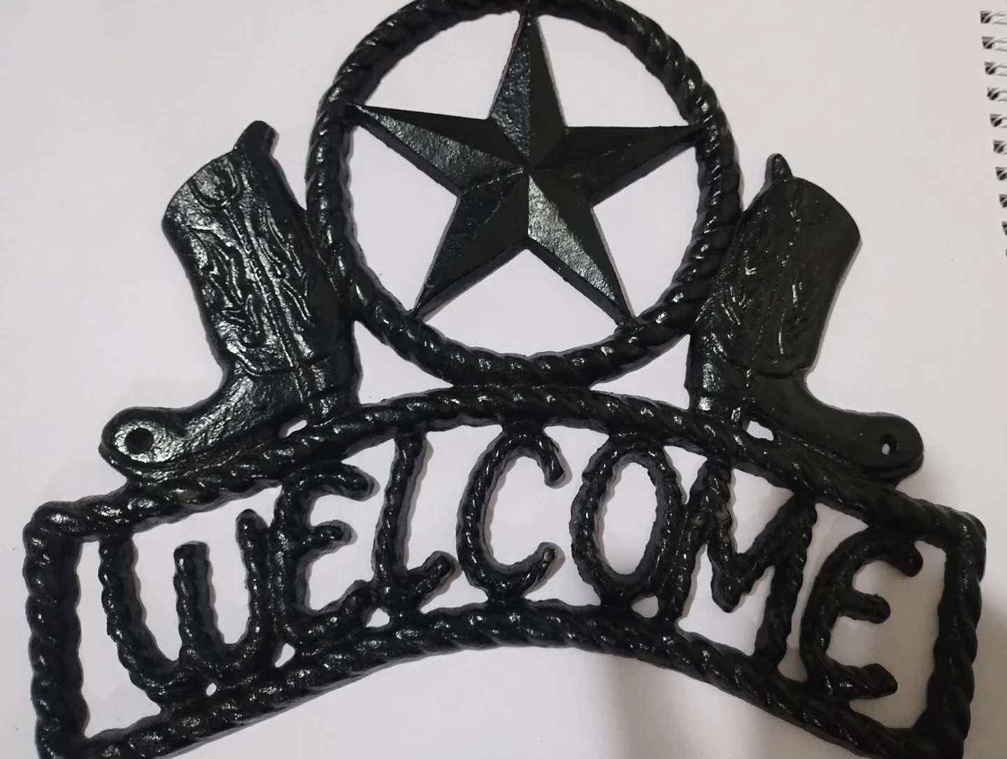 Cast Iron Western Welcome Sign with Boots and Star