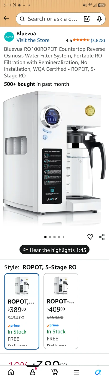 Bluevua RO100ROPOT Countertop Water Purifier - photo 5