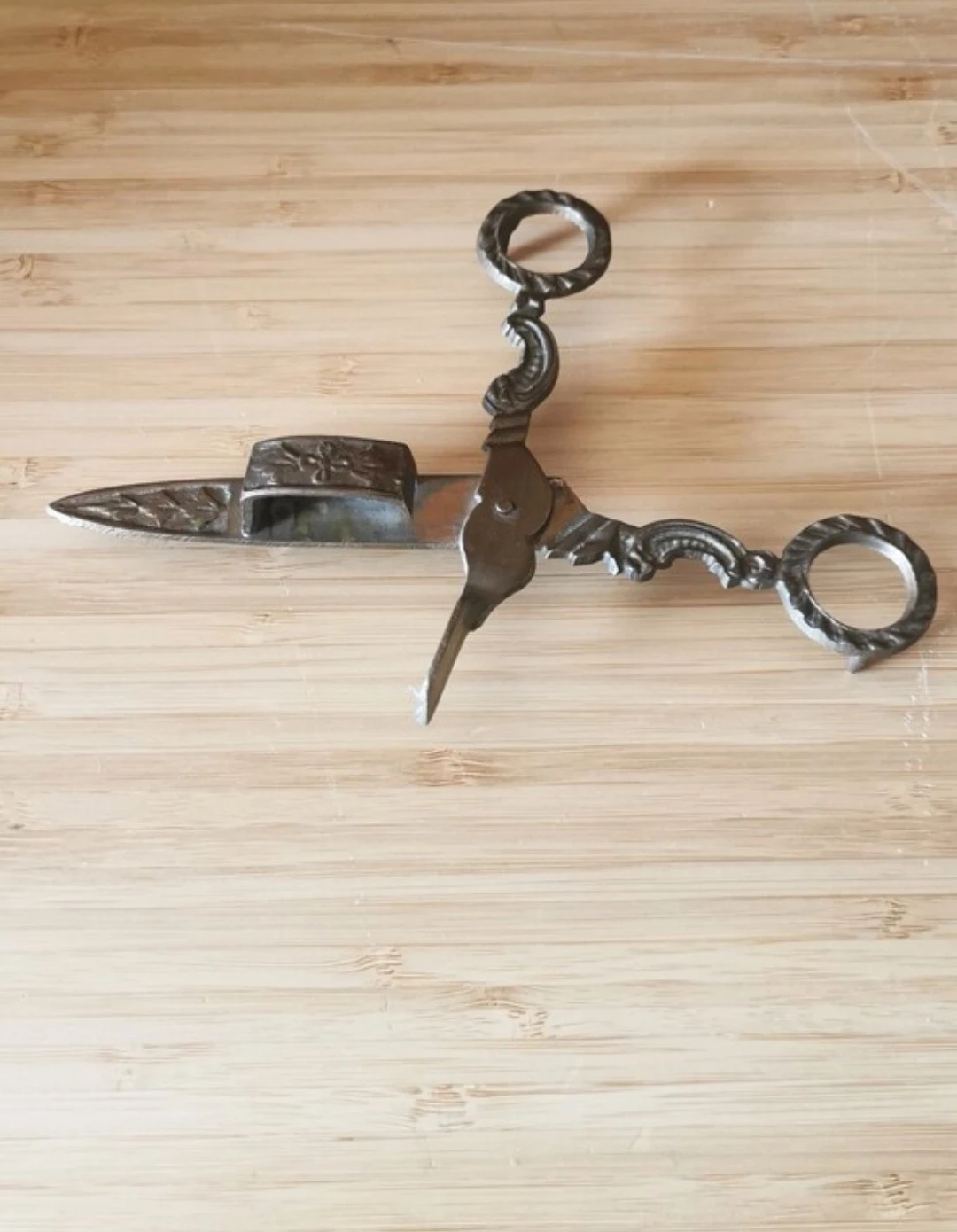 Antique European Ornate Candle Snuffer Footed Metal Design - photo 3