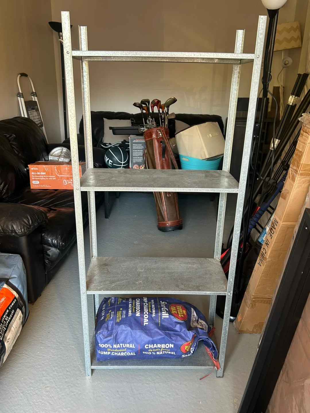 Grey Metal 4-Shelf Storage Unit