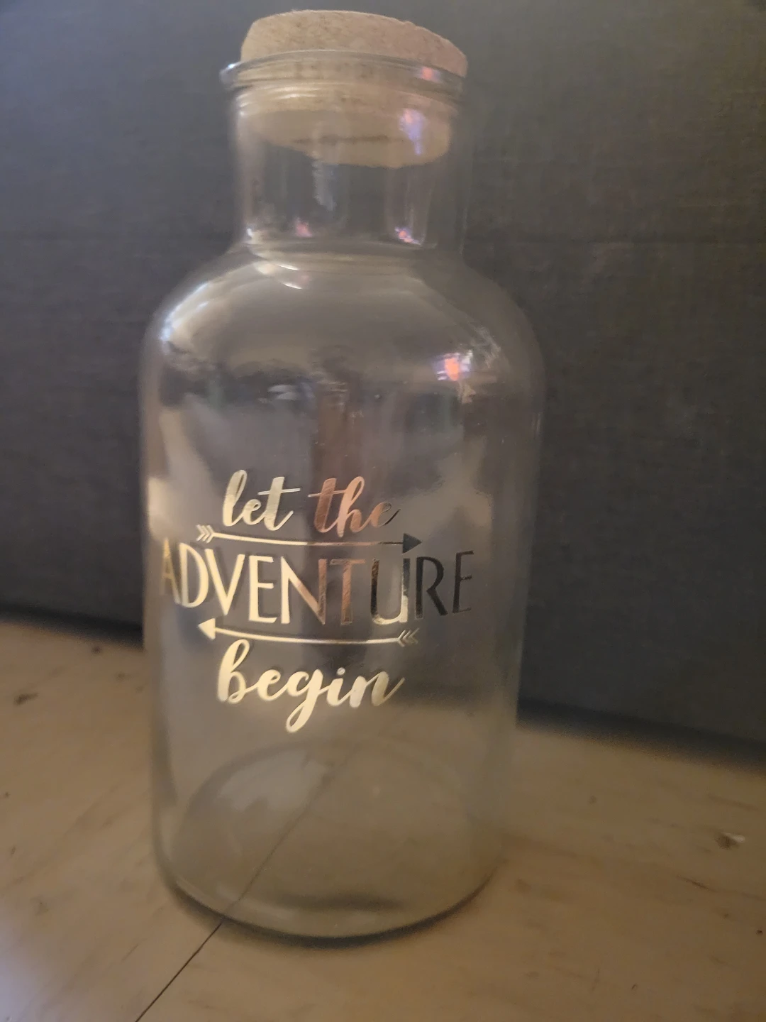 ⚽️"Let the Adventure Begin"  glass savings jar with Cork Stopper - photo 3