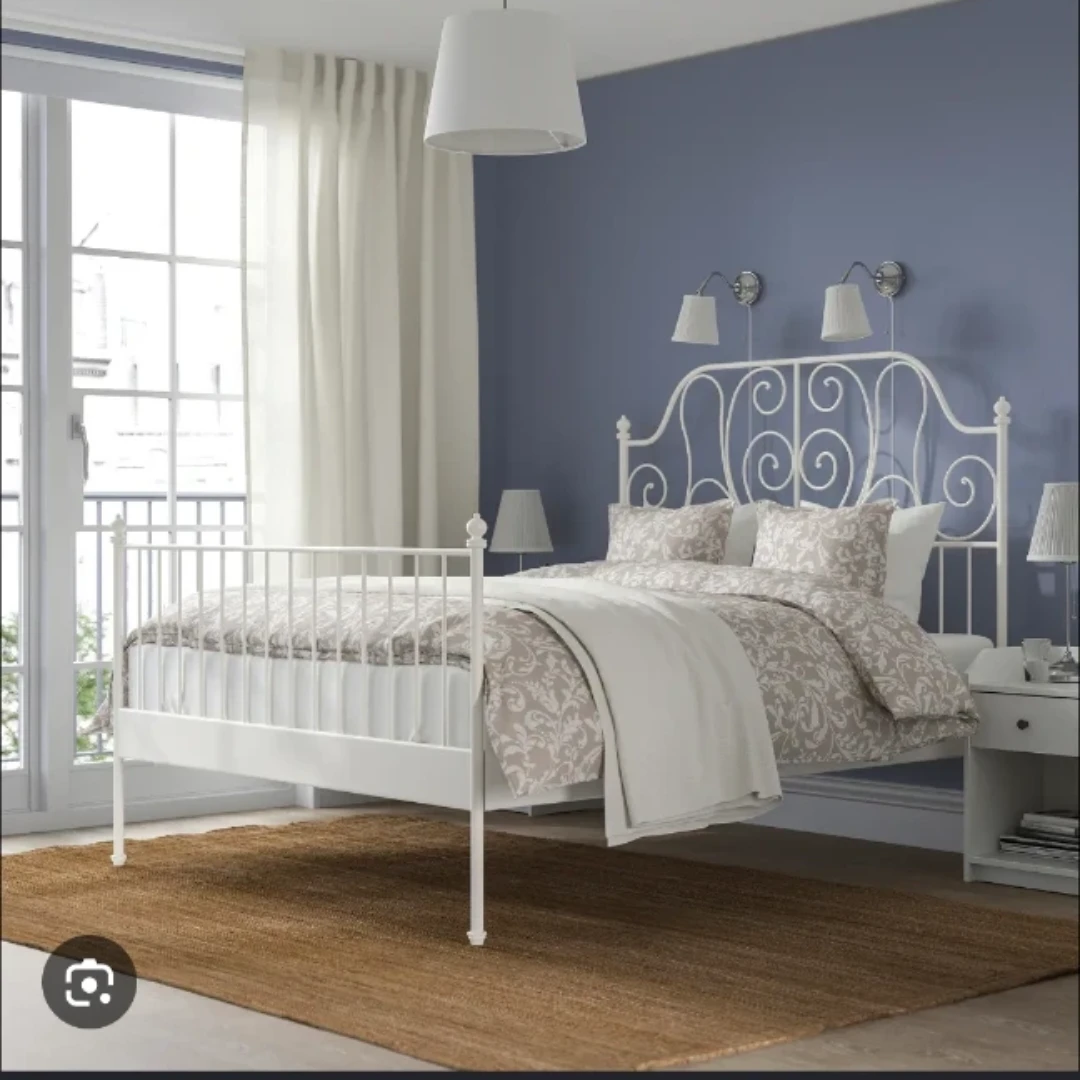IKEA Leirvik White Metal Bed Frame
