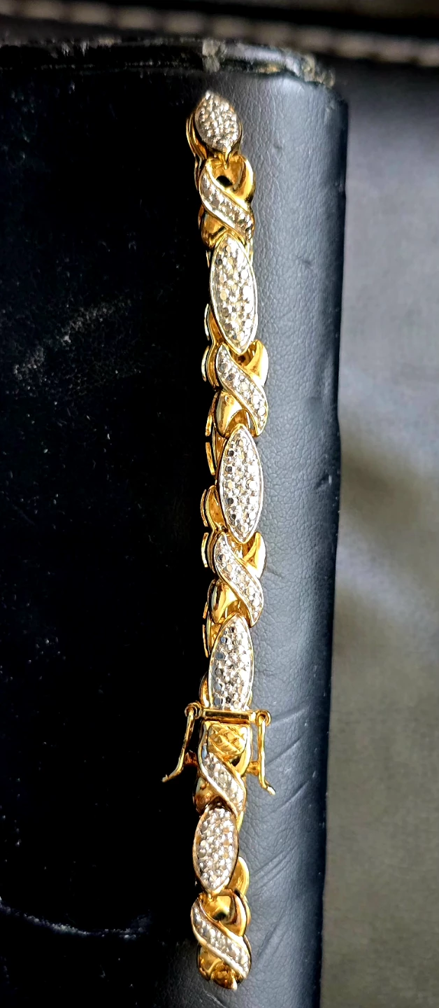 Brand new 925 Silver bracelet small diamond stones in gold tone - photo 5
