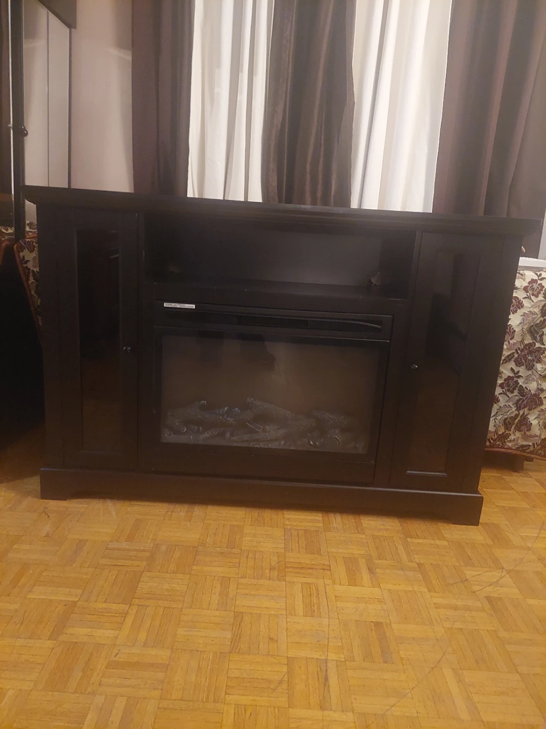 Dark Wood Electric Fireplace Entertainment Stand - photo 2