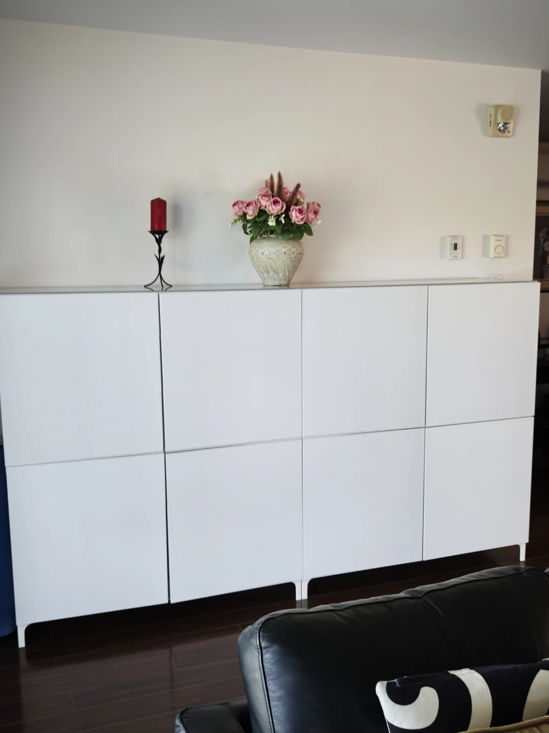 Moving Sale - White Storage Cabinet with Glass Top