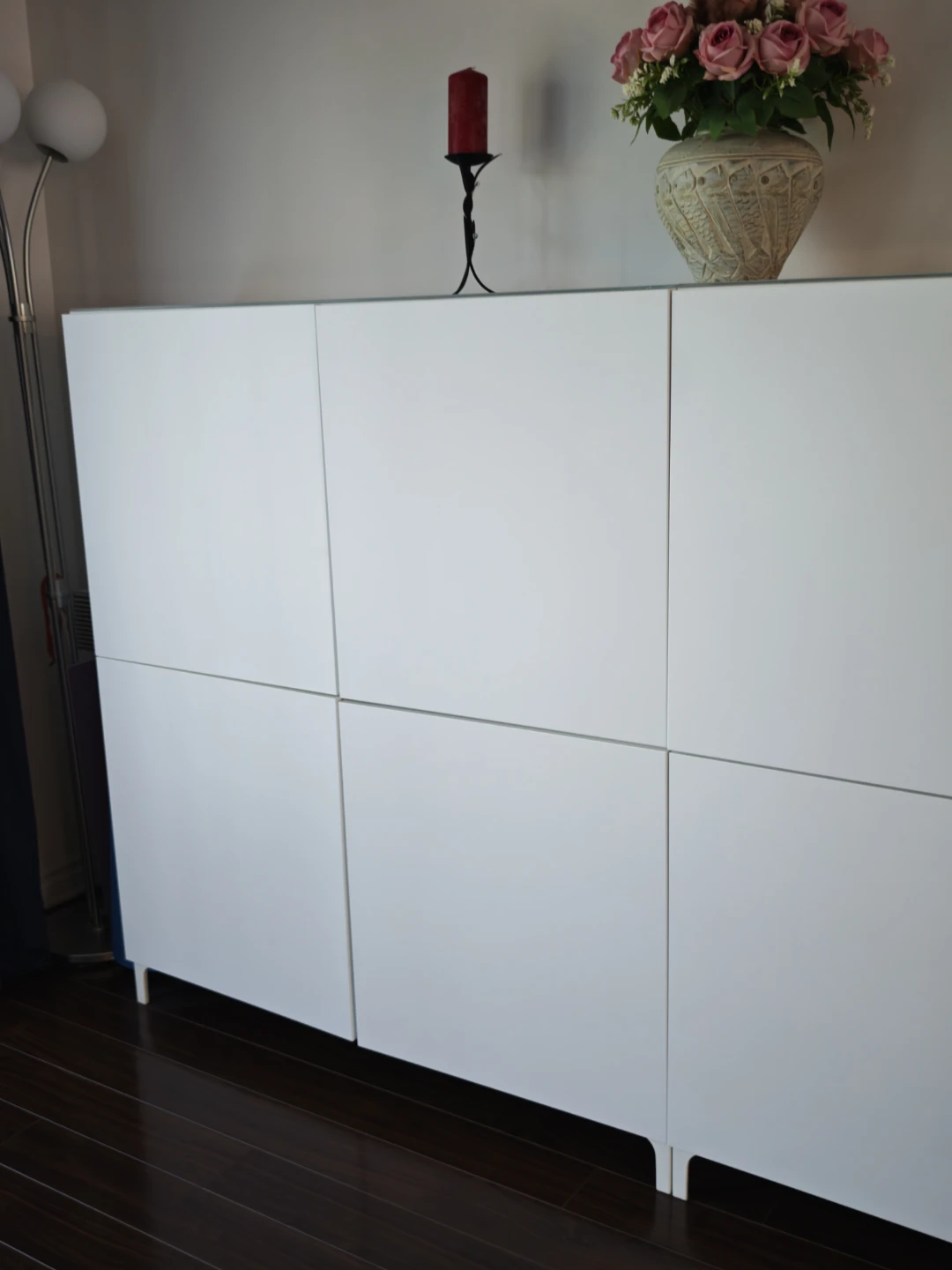Moving Sale - White Storage Cabinet with Glass Top - photo 2