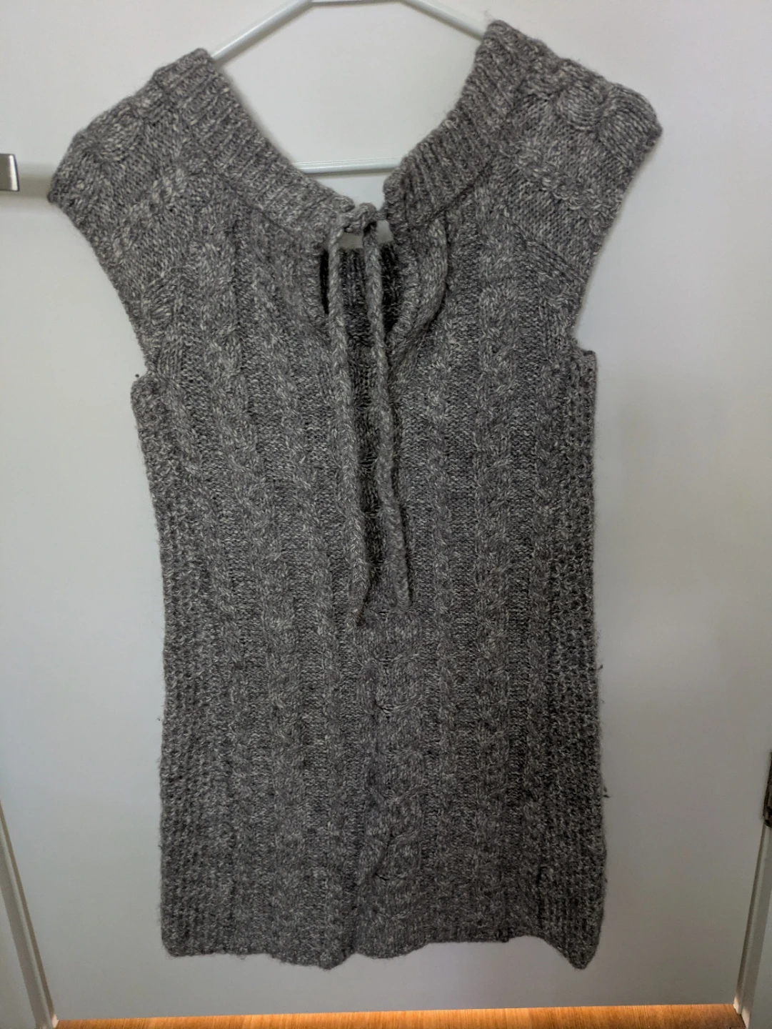 Grey Cable Knit Sleeveless Tunic Sweater Dress - Size S - photo 2