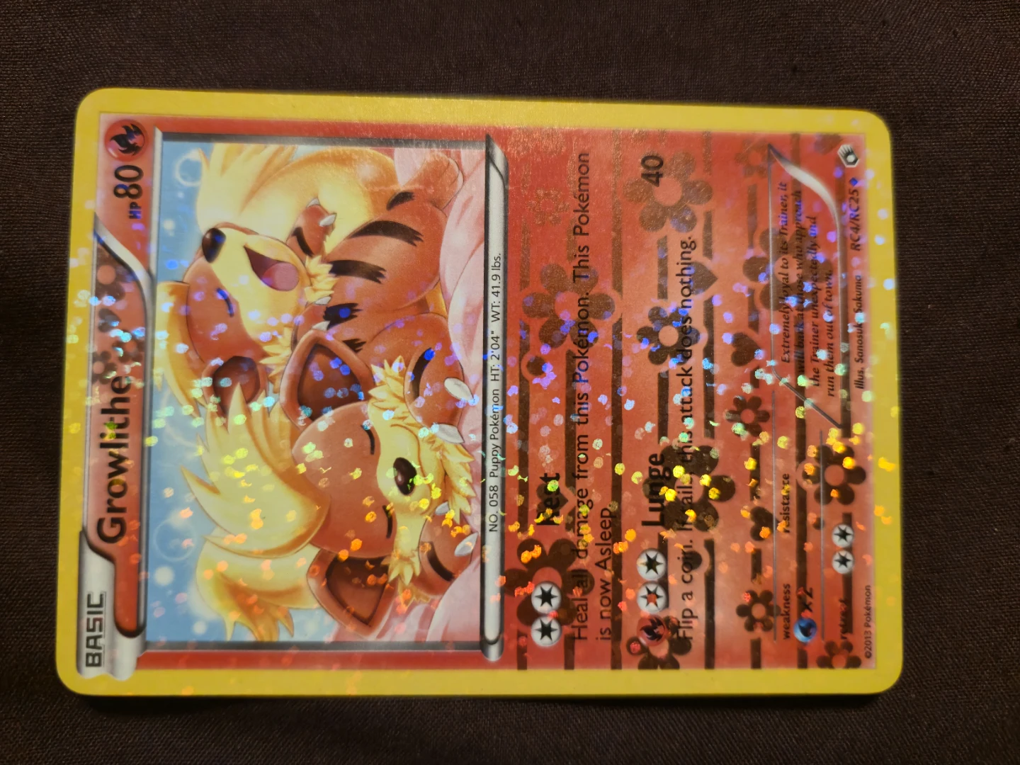 Pokemon Growlithe Trading Card RC4/RC25