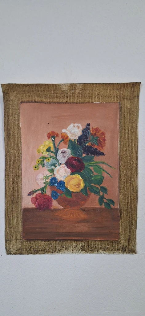 Framed Floral Still Life Oil Painting