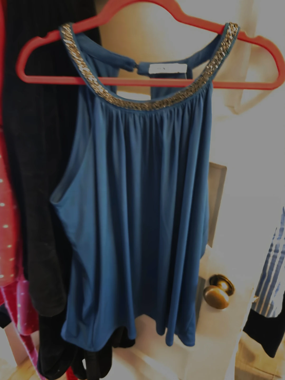 Blue Beaded Neckline Tank Top XL - photo 3
