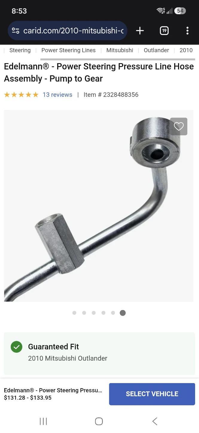 Power steering pressure line hose assembly