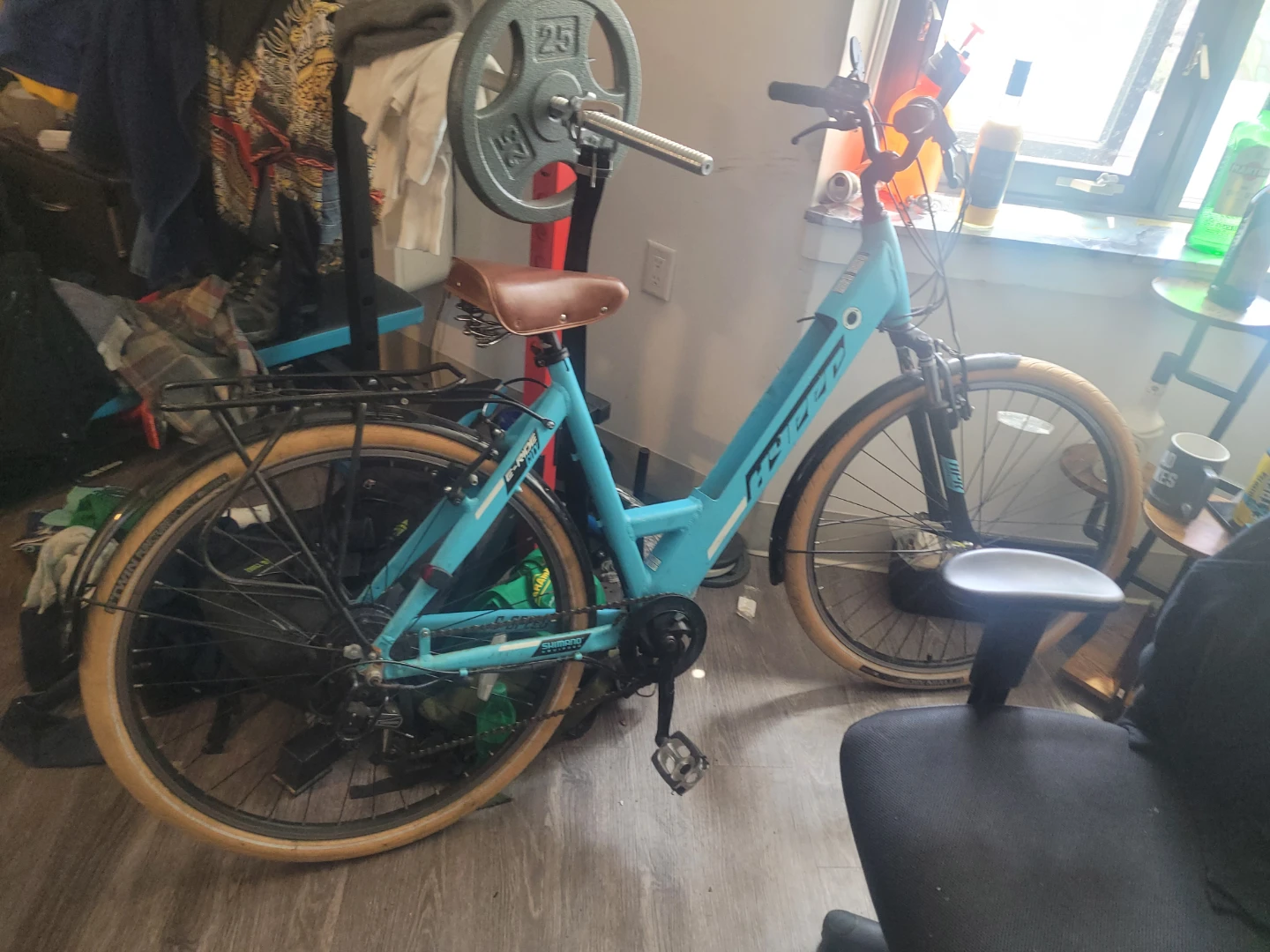 Blue Hybrid Bicycle