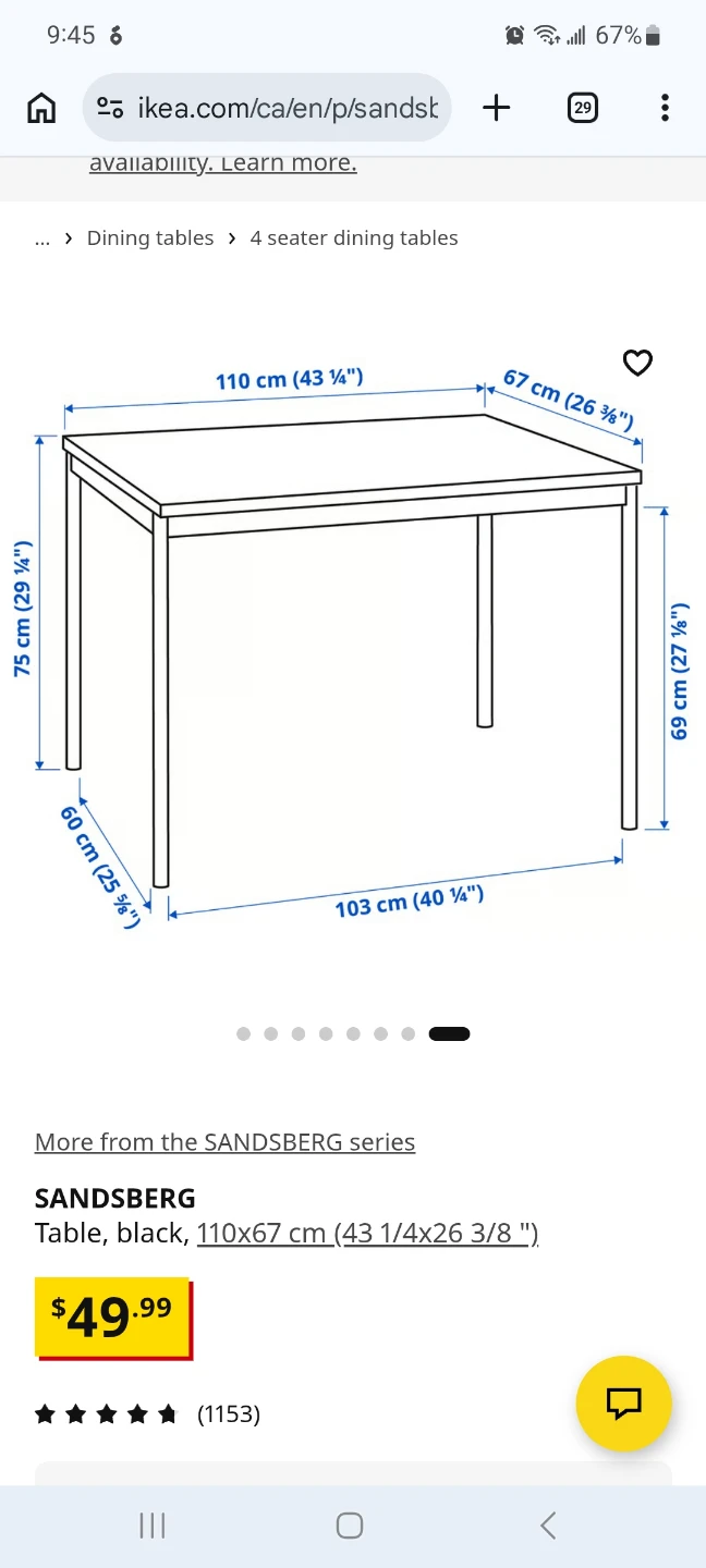 Black IKEA dining table - photo 3