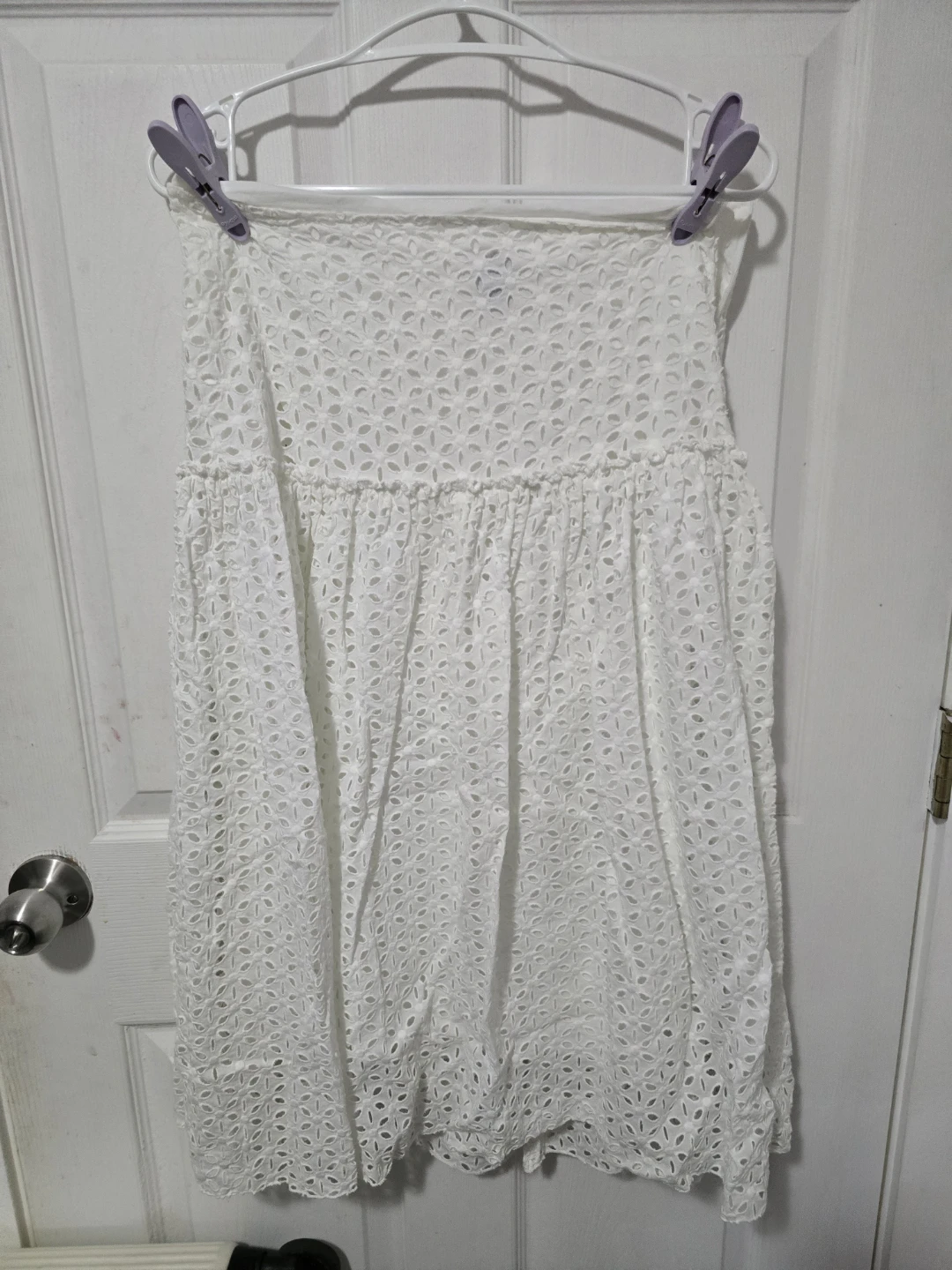 White Eyelet Strapless Dress