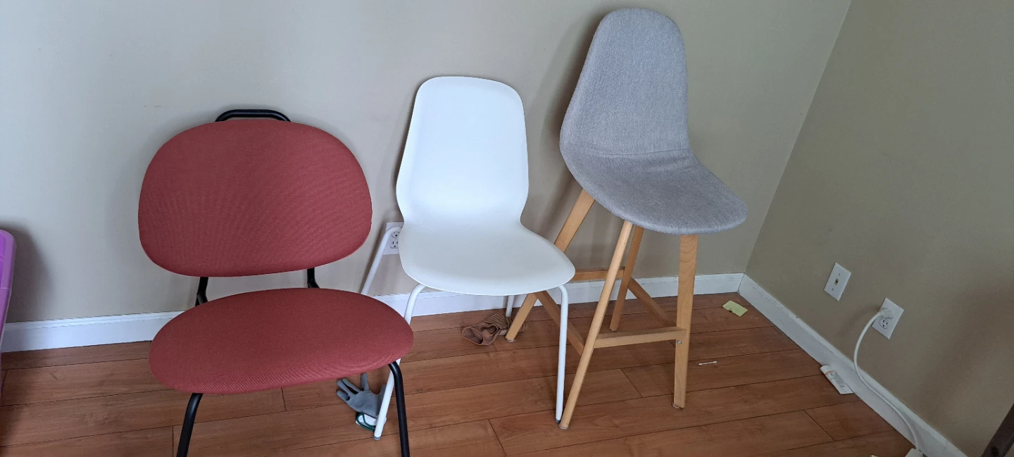 two high chair and two ikea chair