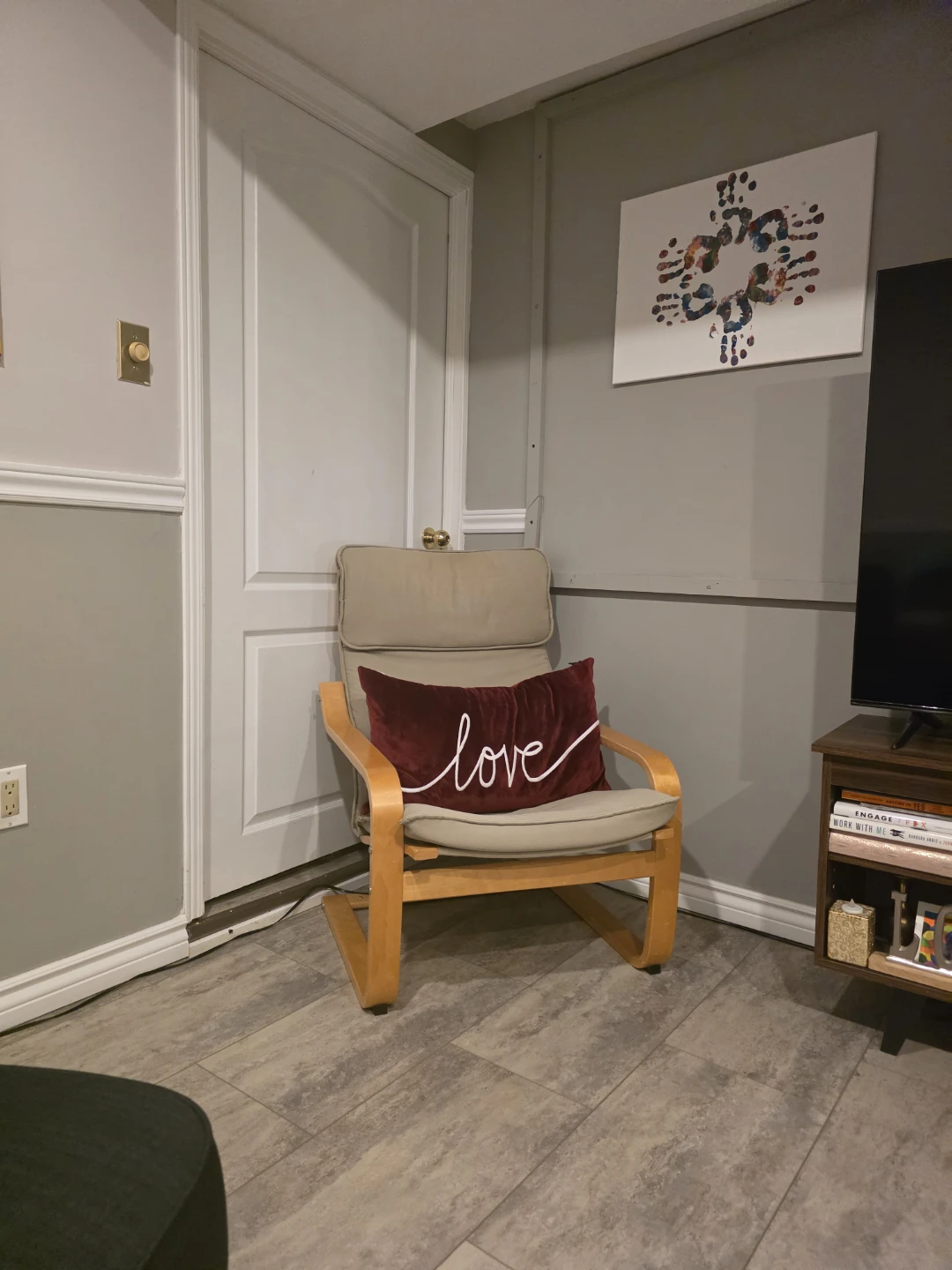 Velvet Throw Pillow with 'love' embroidery